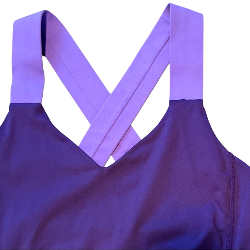 Lululemon Push Your Limits Tank Purple Color Block Cross Back Size 8 - Picture 4 of 9